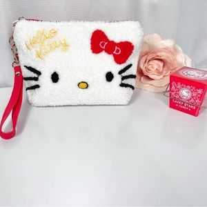 ONE LEFT! 8” Lg Hello Kitty Terry Cloth Wristlet / Cosmetic bag